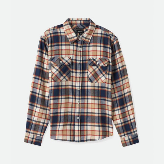 Brixton | Bowery Flannel | Washed Navy/Barn Red/Off White