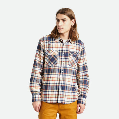 Brixton | Bowery Flannel | Washed Navy/Barn Red/Off White